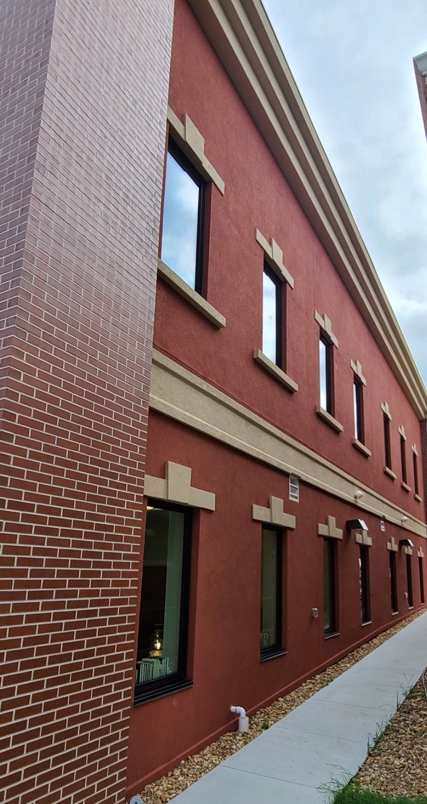 Clean windows on a stucco exterior